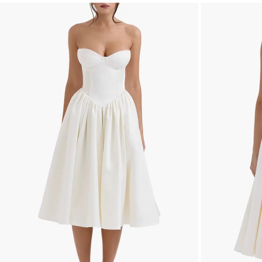 Reposhed House Of Cb Strapless Ivory Midi Dress